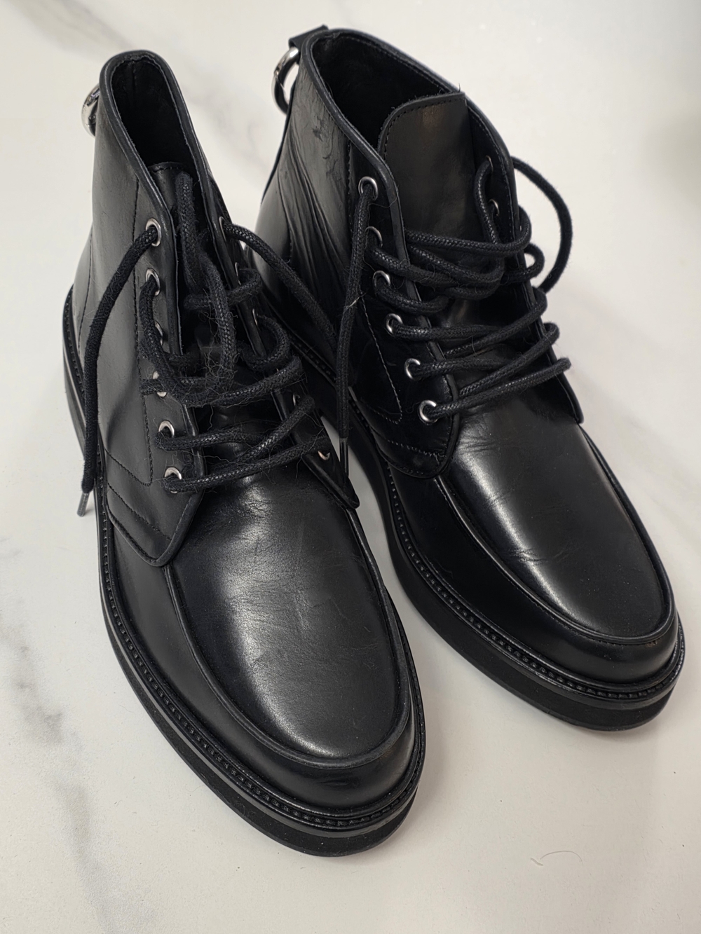 The KOOPLES Black Leather Lace-Up Boots